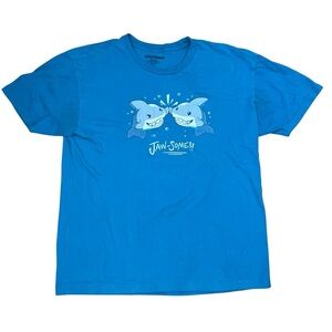 Teeturtle Turquoise Shark Graphic “jaw-some” T-shirt 100% Cotton Unisex SZ L